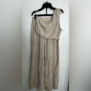 Off shoulder crop top and belted pants set